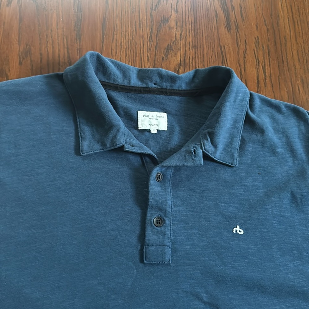 Rag and Bone Mens Blue Polo Shirt Size XXl - Picture 4 of 7